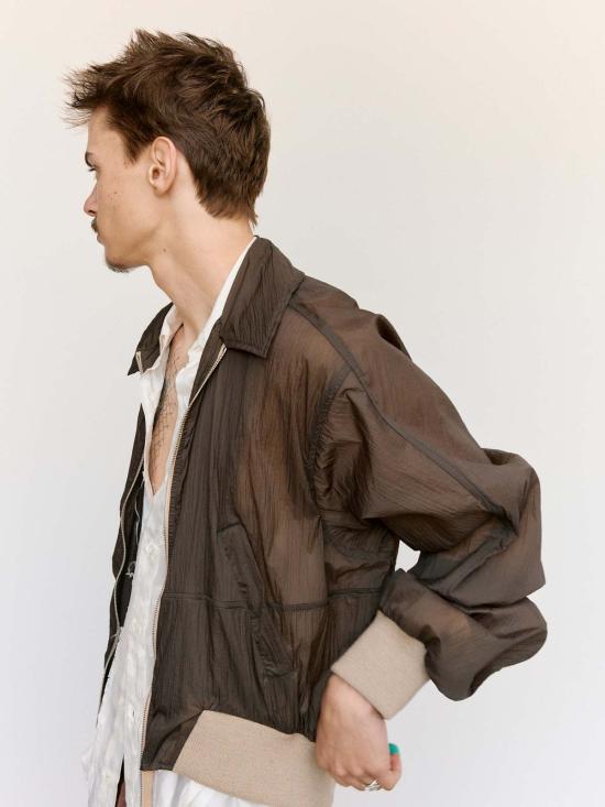  에드워드 커밍 자켓 헤비 테크 봄버 카키 그레이 - EDWARD CUMING