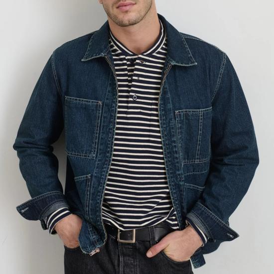  알렉스 밀 데님 자켓 지퍼 워크 재킷 인디고 린스 - ALEX MILL