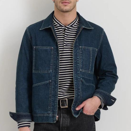  알렉스 밀 데님 자켓 지퍼 워크 재킷 인디고 린스