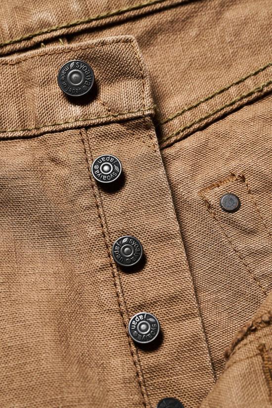  퓨어 블루 재팬 트레이닝/조거 팬츠 남성용 워븐 헤비 덕 클로스 릴렉스 테이퍼드 워시 카키 - PURE BLUE JAPAN