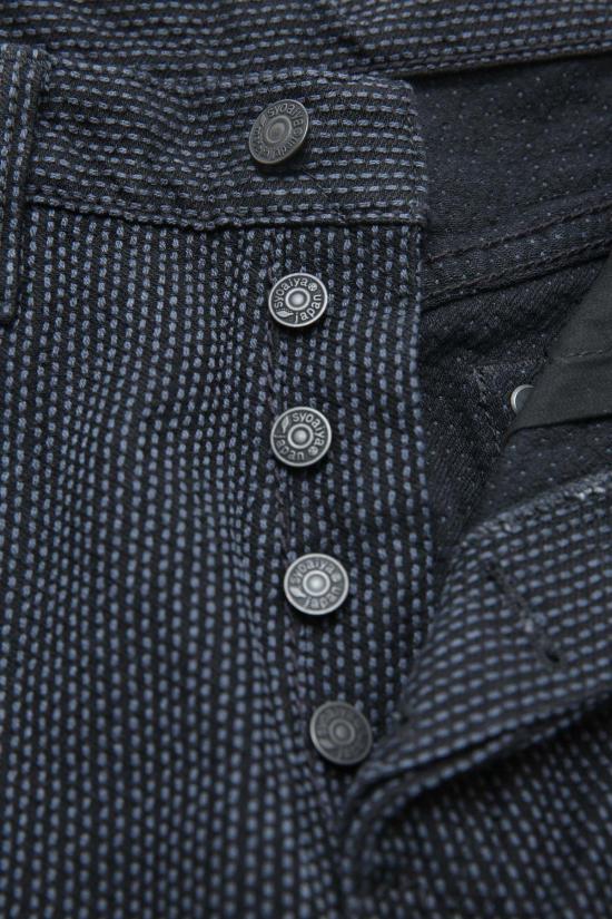  퓨어 블루 재팬 데님 팬츠 남성용 짜여진 사시코  그레이 X 블랙 - PURE BLUE JAPAN