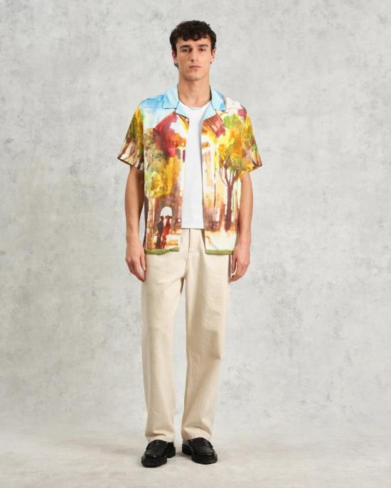  왁스 런던 반팔 셔츠 디드콧 셔츠 수채화 추상화 - WAX LONDON