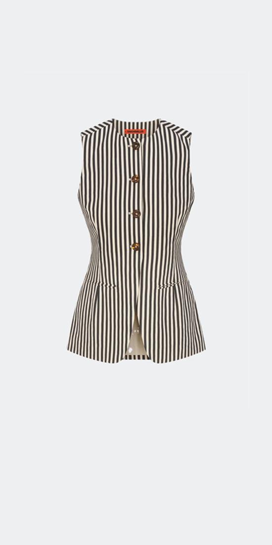  사이먼밀러 베스트 Simon Miller Del Mar 리넨 조끼 블랙/마카다미아 마이크로 스트라이프 - SIMONMILLER