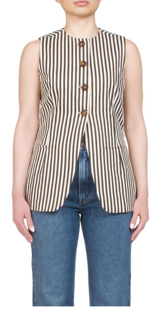  사이먼밀러 베스트 Simon Miller Del Mar 리넨 조끼 블랙/마카다미아 마이크로 스트라이프