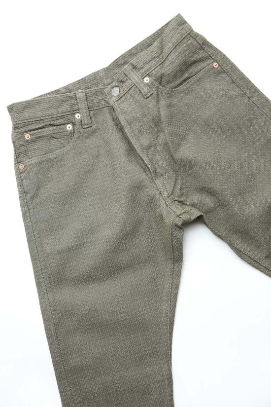  퓨어 블루 재팬 데님 팬츠 워븐 사시코  올리브 X 올리브 - PURE BLUE JAPAN