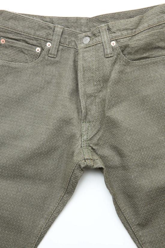  퓨어 블루 재팬 데님 팬츠 워븐 사시코  올리브 X 올리브 - PURE BLUE JAPAN