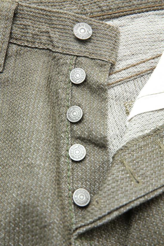  퓨어 블루 재팬 데님 팬츠 워븐 사시코  올리브 X 올리브 - PURE BLUE JAPAN