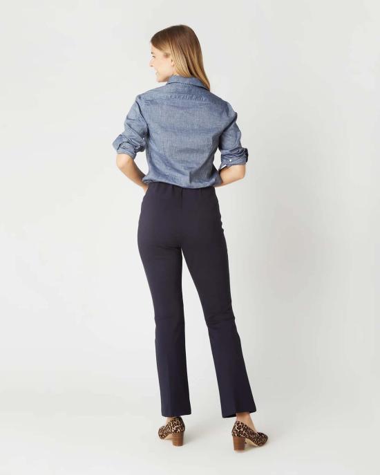  매쉬번 크롭 팬츠 페이 플레어 팬츠 네이비 폰테 니트 - MASHBURN