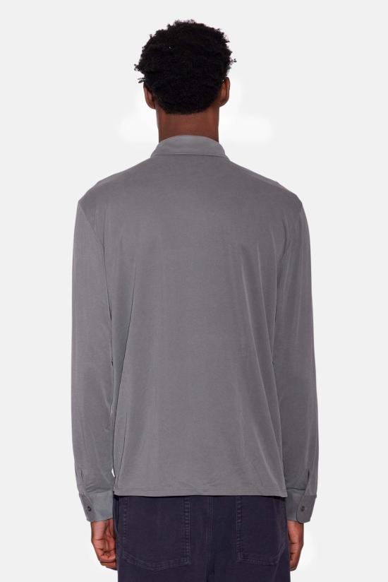  블루&크림 긴팔 티셔츠 마이크로 피케 셔츠 다크 올리브 - BLUE&CREAM