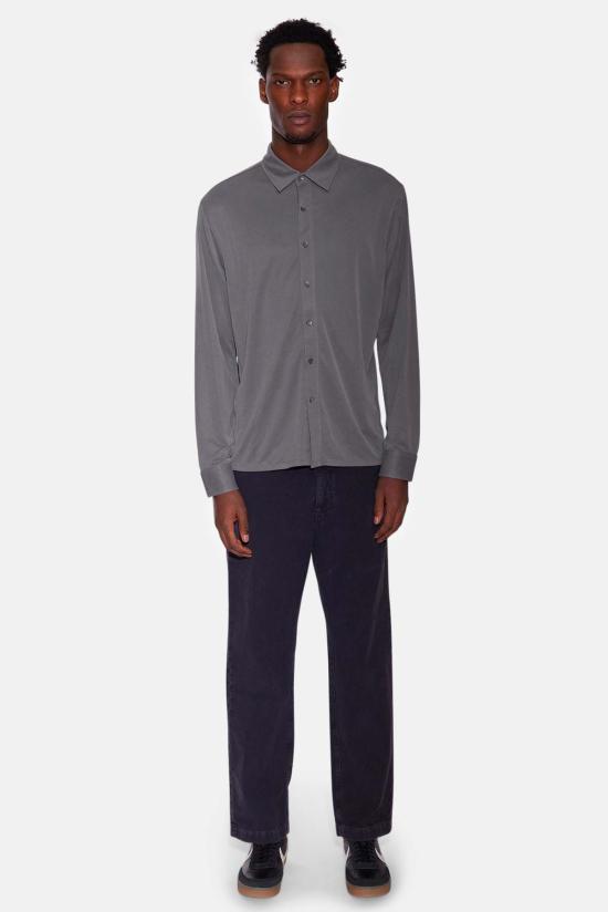  블루&크림 긴팔 티셔츠 마이크로 피케 셔츠 다크 올리브 - BLUE&CREAM