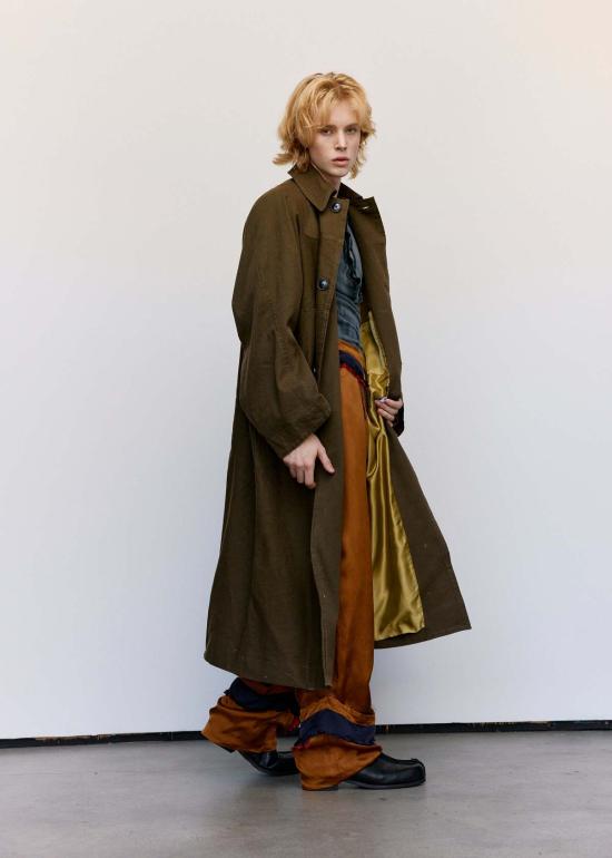  에드워드 커밍 자켓 카키 그린 워시드 코튼 드릴 기모노 슬리브 - EDWARD CUMING