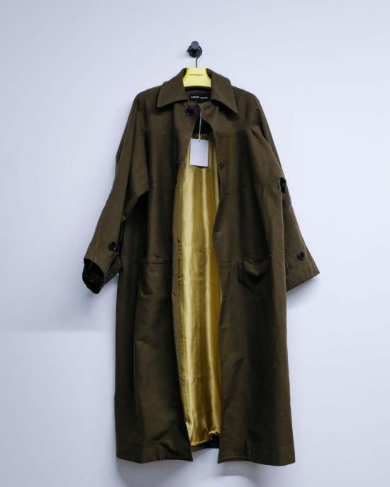  에드워드 커밍 자켓 카키 그린 워시드 코튼 드릴 기모노 슬리브 - EDWARD CUMING