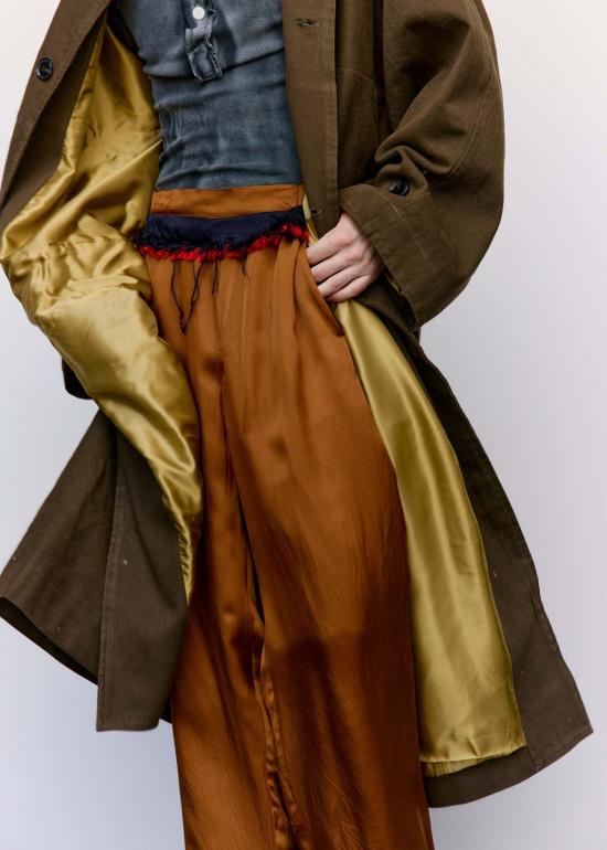  에드워드 커밍 자켓 카키 그린 워시드 코튼 드릴 기모노 슬리브 - EDWARD CUMING