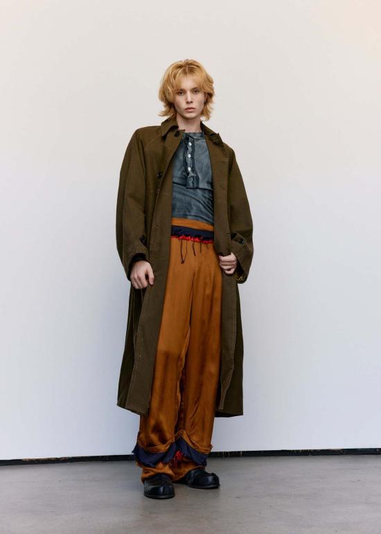  에드워드 커밍 자켓 카키 그린 워시드 코튼 드릴 기모노 슬리브 - EDWARD CUMING