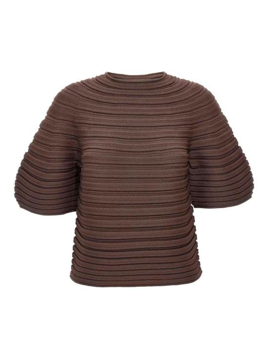  플리츠플리즈 반팔 티셔츠 PP48KK77144 Brown