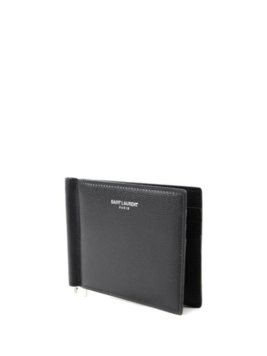 26FW 생로랑 그랑 드 뿌드르 엠보스드 레더 빌 클립 지갑 378005BTY0N1000 BLACK - SAINT LAURENT
