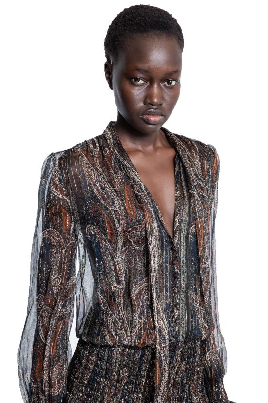  생로랑 롱 원피스 819898Y3K614052 Brown - SAINT LAURENT