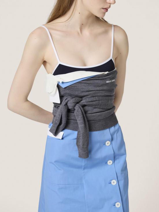  미우미우 디컨스트럭티드 미니 드레스 MF5786SOOO1BMS F0013 AZZURRO - MIU MIU