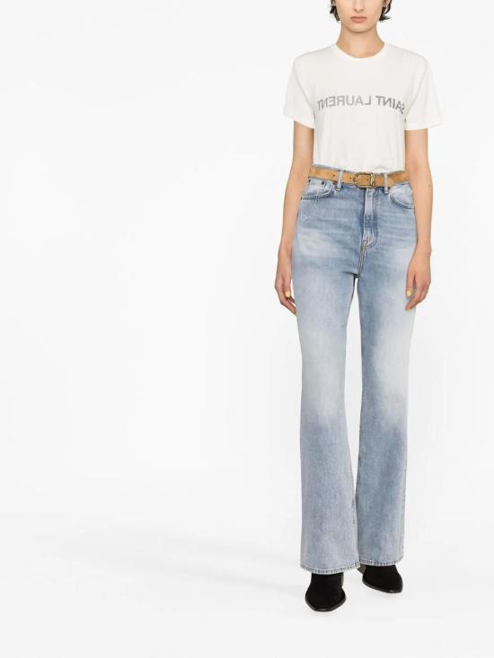 26FW 생로랑 리버스 티셔츠 665234Y37AW 9744 NATUREL NOIR - SAINT LAURENT