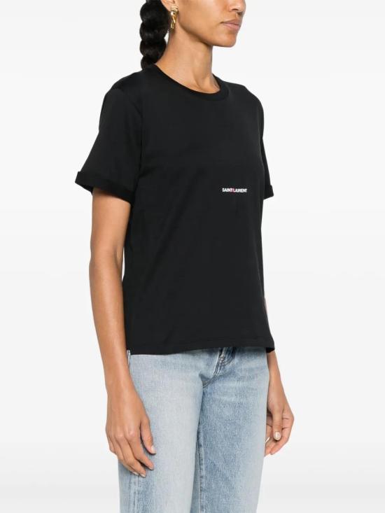 26FW 생로랑 로고 프린팅 티셔츠 460876YB2DQ 1000 NERO - SAINT LAURENT