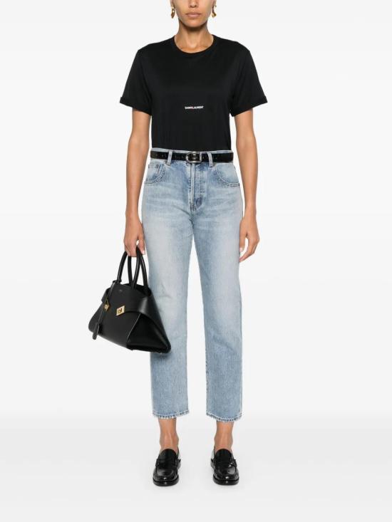 26FW 생로랑 로고 프린팅 티셔츠 460876YB2DQ 1000 NERO - SAINT LAURENT