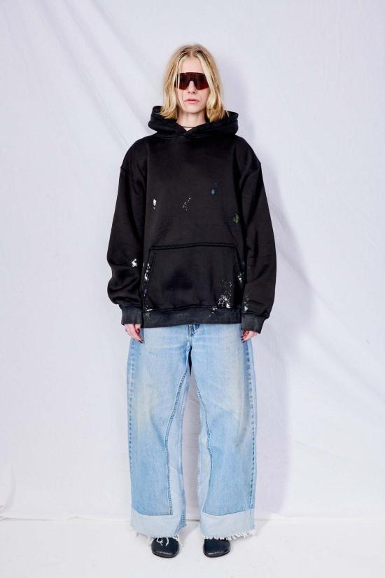  어셈블리 뉴욕 후드 티셔츠 어셈블리 블랙 페인트 후드 티셔츠 - ASSEMBLY NEW YORK