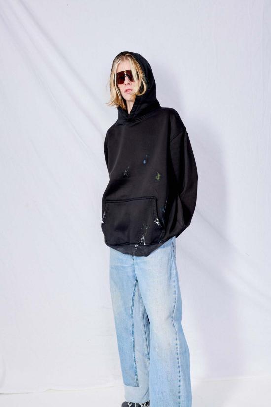  어셈블리 뉴욕 후드 티셔츠 어셈블리 블랙 페인트 후드 티셔츠 - ASSEMBLY NEW YORK