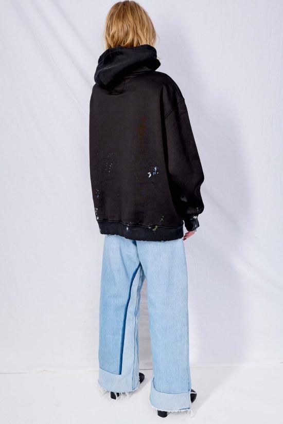  어셈블리 뉴욕 후드 티셔츠 어셈블리 블랙 페인트 후드 티셔츠 - ASSEMBLY NEW YORK