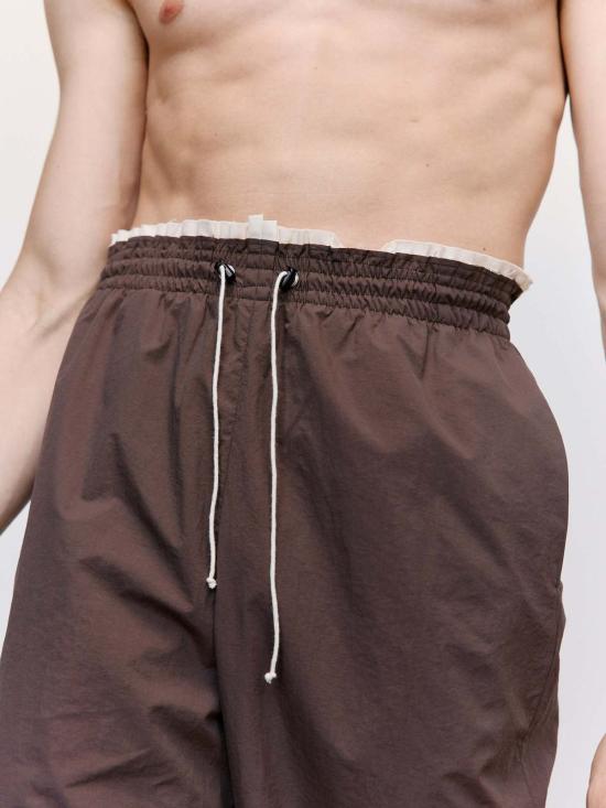  카미엘 포트젠스 트레이닝/조거 팬츠 카미엘 포젠스 나일론 테크 스웨트 팬츠 브라운 - CAMIEL FORTGENS