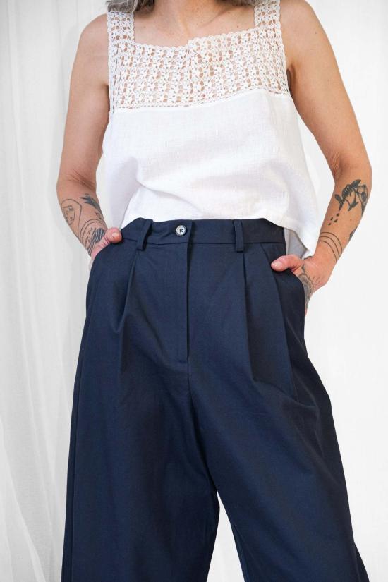  샤이나 모트 스트레이트 팬츠 보이 트라우저 마린 - SHAINA MOTE