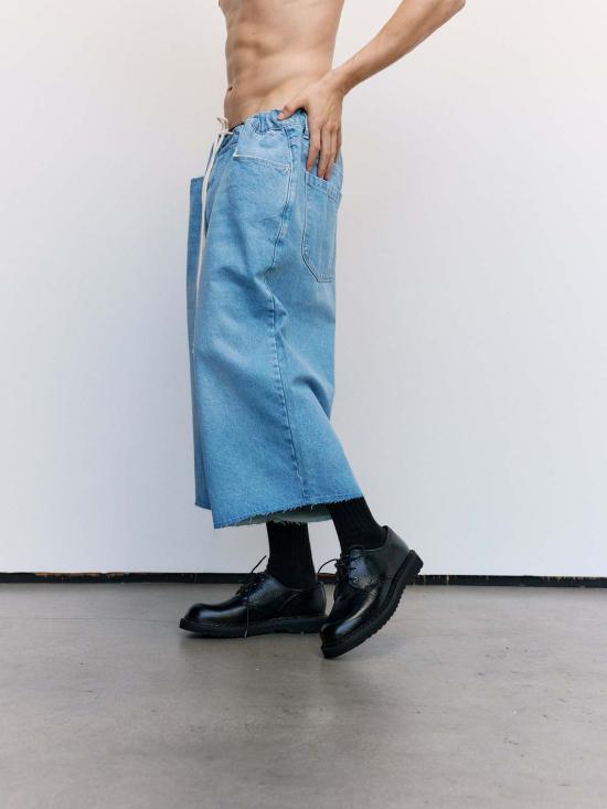  카미엘 포트젠스 데님 팬츠 카미엘 포젠스 빅 쇼츠 라이트 블루 워시드 데님 - CAMIEL FORTGENS