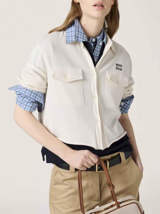  미우미우 블라우스 MMF945SOOO16OGF0009 White - MIU MIU