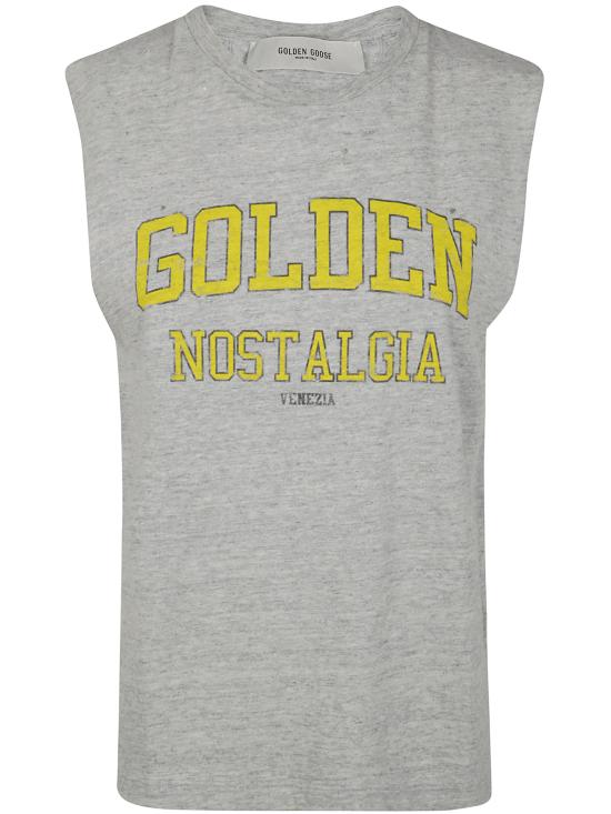 25SS 골든구스 민소매 티셔츠 GWP02187 P001886 60269 60269 GREY MELANGE YELLOW