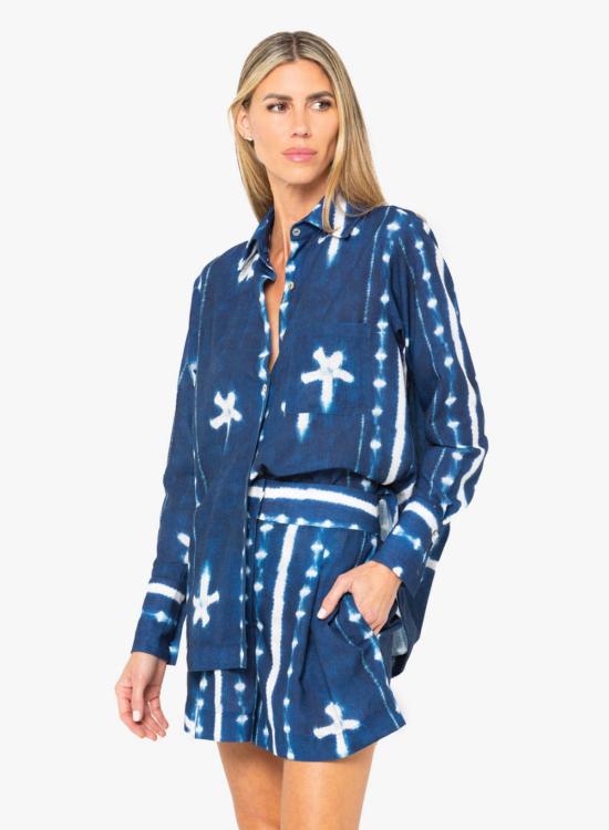  제이비큐 블라우스 JBQ 베켓 셔츠 인디고 시보리 - JBQ