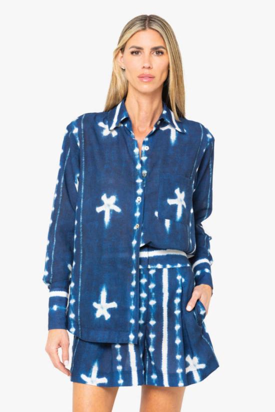  제이비큐 블라우스 JBQ 베켓 셔츠 인디고 시보리