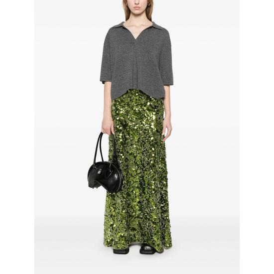 25SS 가니 롱 스커트 T4169 272 GREEN - GANNI