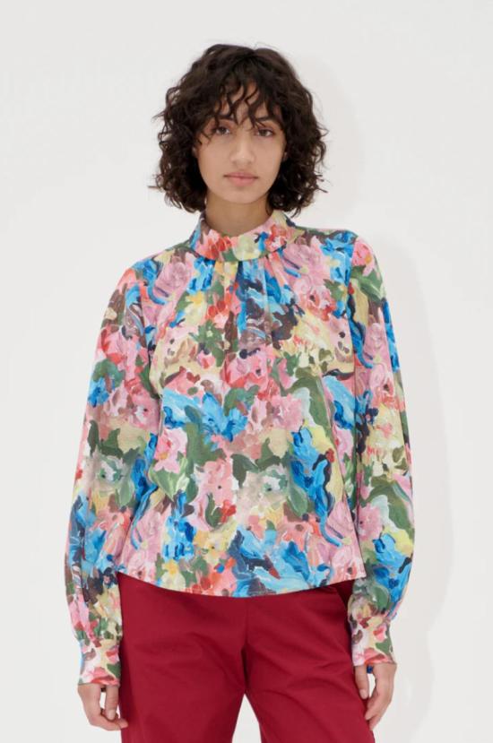  스티네 고야 블라우스 스틴 고야 개더드 롱슬리브 탑 러브스 미 러브스 미 낫