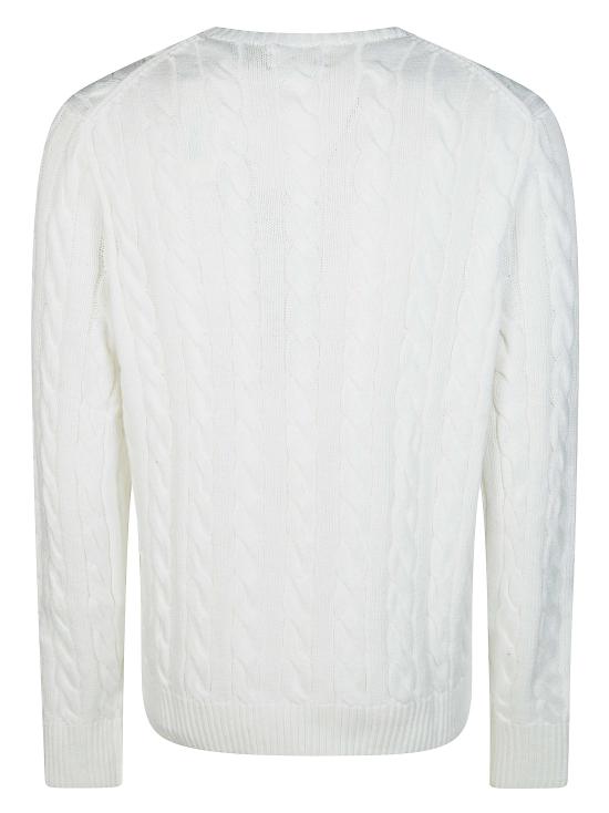 26SS 폴로 랄프로렌 로고 자수 케이블 니트 스웨터 710775885033 WHITE - POLO RALPH LAUREN