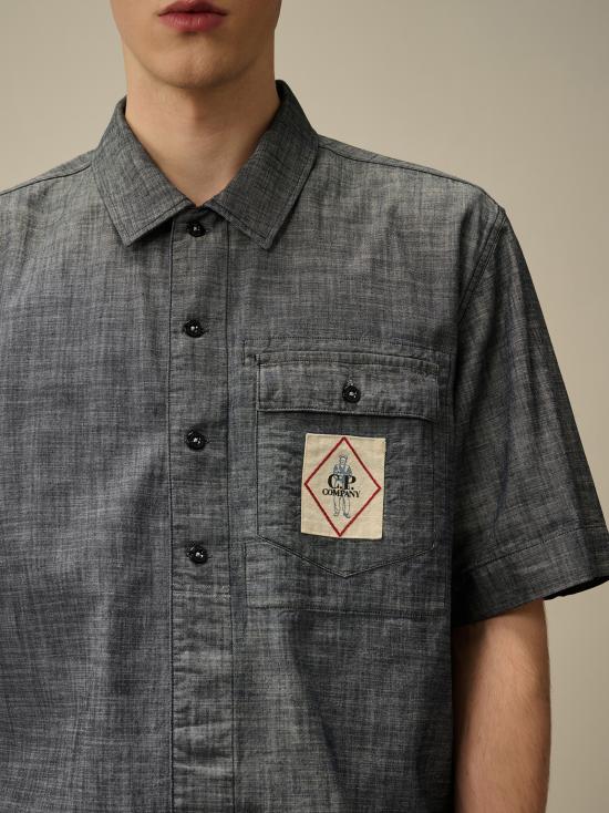  씨피 컴퍼니 반팔 셔츠 18CMSH151A110065W D17 DENIM - C.P. COMPANY