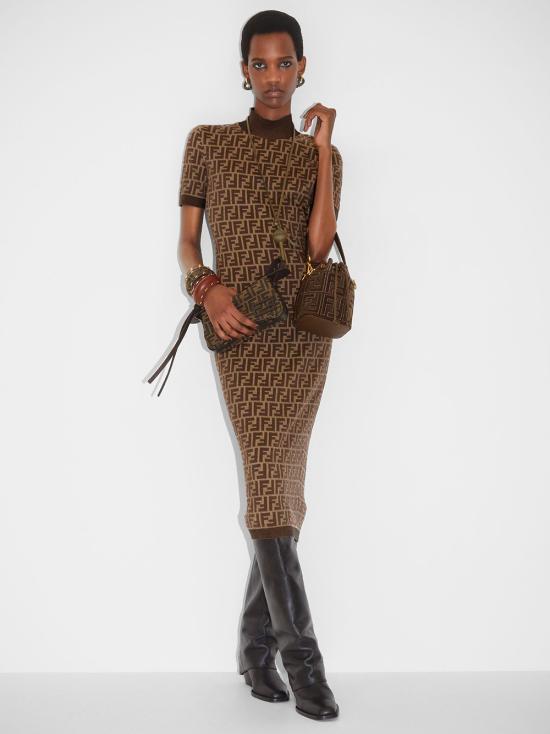 25SS 펜디 미디 원피스 FZDC84ASJT F0GGE Brown - FENDI