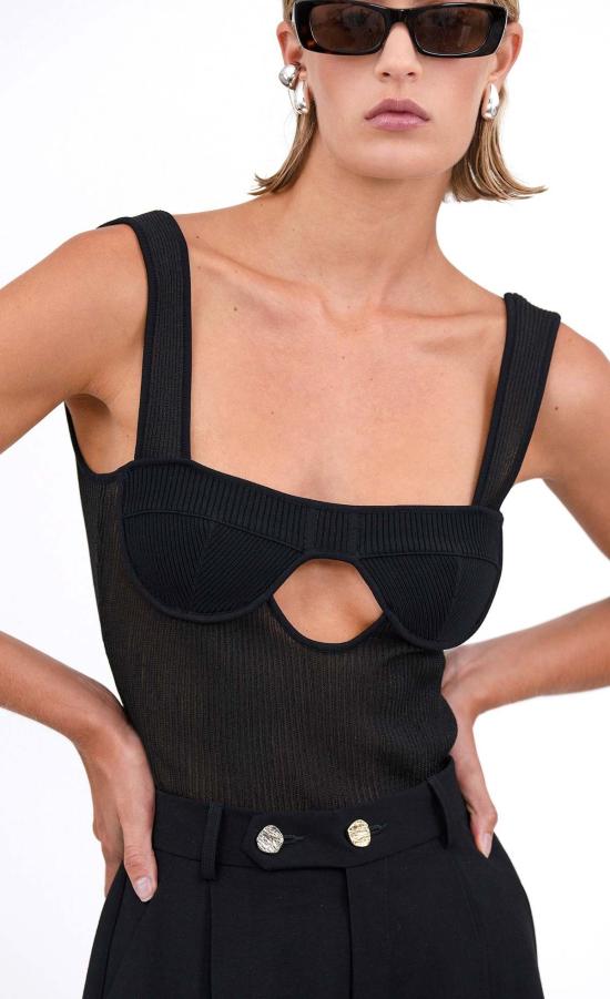  논살란트 레이블 민소매 티셔츠 넌샬런트 라벨 카르멘 탱크 블랙