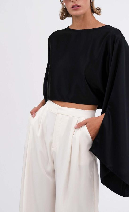  논살란트 레이블 긴팔 티셔츠 넌캐럴런트 라벨 크리스틴 크롭 블랙 - NONCHALANT LABEL