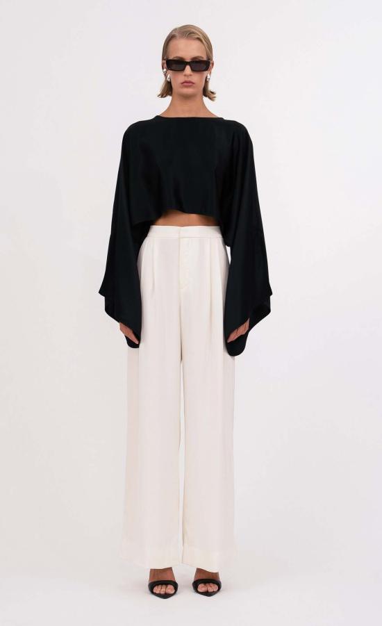  논살란트 레이블 긴팔 티셔츠 넌캐럴런트 라벨 크리스틴 크롭 블랙