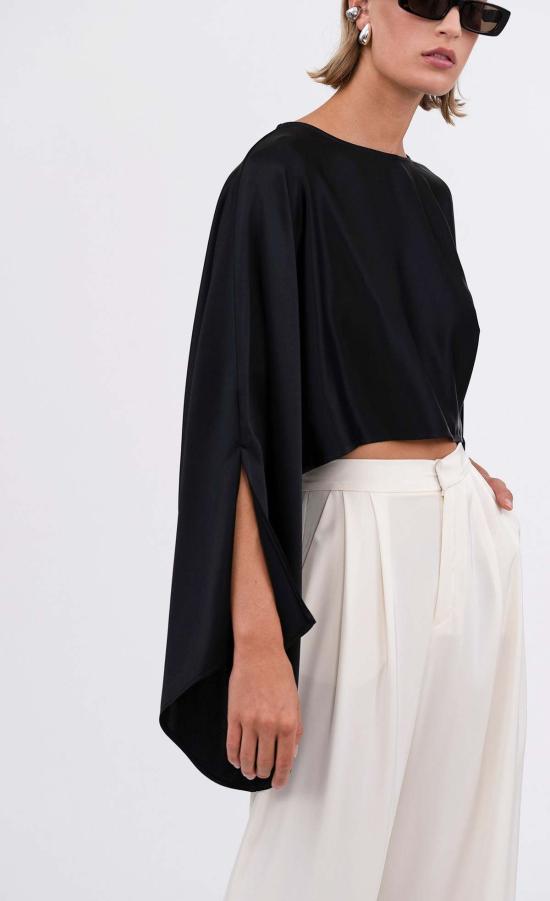  논살란트 레이블 긴팔 티셔츠 넌캐럴런트 라벨 크리스틴 크롭 블랙 - NONCHALANT LABEL