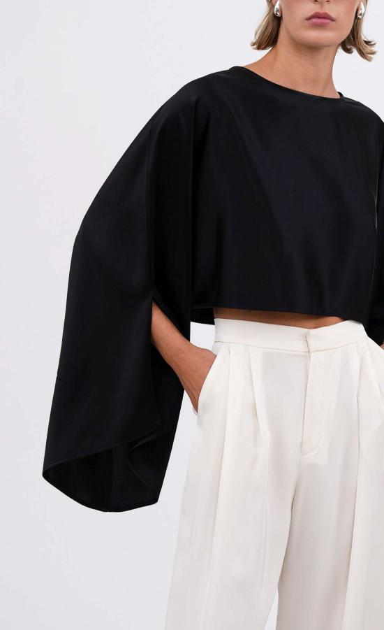  논살란트 레이블 긴팔 티셔츠 넌캐럴런트 라벨 크리스틴 크롭 블랙 - NONCHALANT LABEL