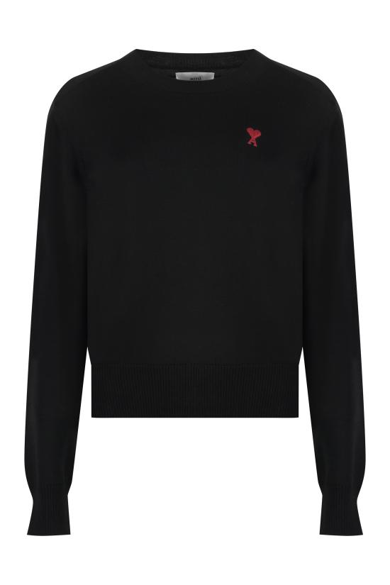  아미 스몰 하트 로고 스웨터 BFFKS111 KN0025 001 BLACK DOM