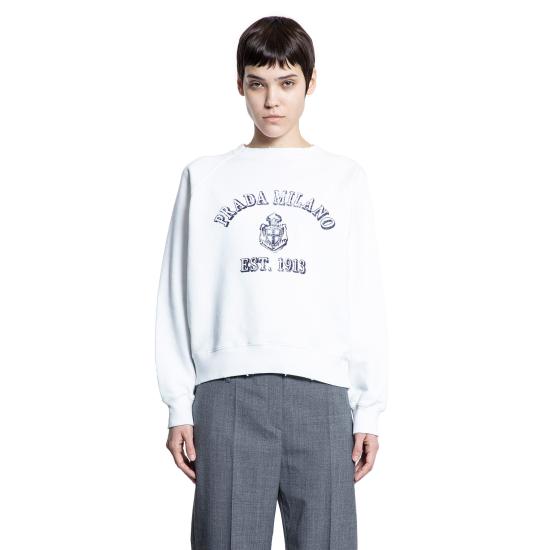 25SS 프라다 코튼 크루넥 스웨트셔츠 13471616V5F0009 WHITE DOM