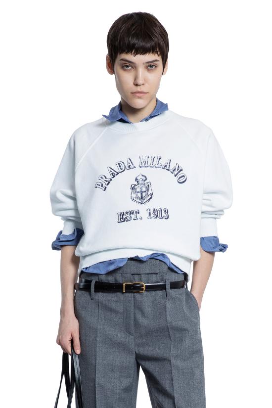 25SS 프라다 코튼 크루넥 스웨트셔츠 13471616V5F0009 WHITE DOM - PRADA
