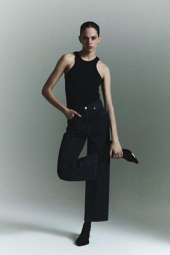  에이골디 데님 팬츠 아골드 렌 하이 라이즈 와이드 레그 폴리시드 - AGOLDE