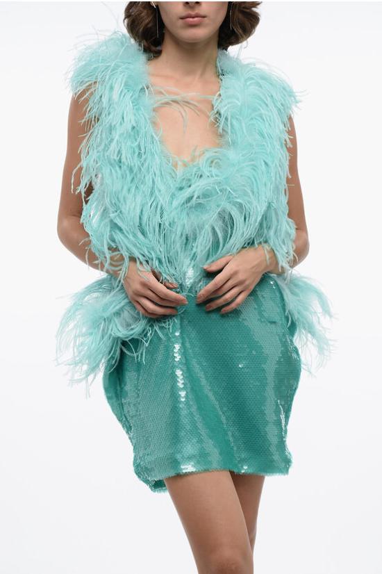  디 아티코 숏 원피스 222WCA115M016R272 Light blue - THE ATTICO